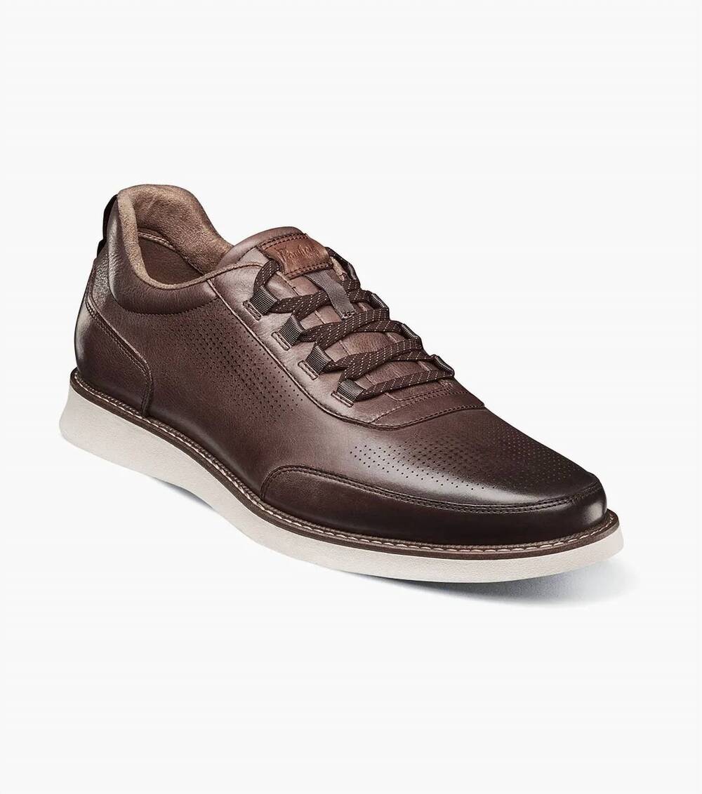 NEW FLORSHEIM men's launch elastic lace sneakers in brown leather